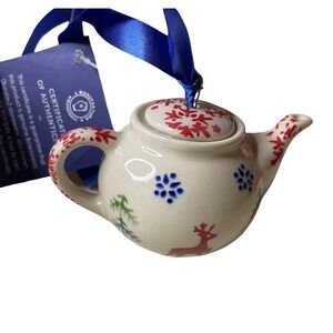 Polish Pottery Christmas Tree Teapot Ornament Handmade Boleslawiec Manufaktura
